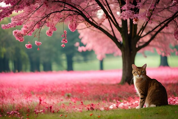 Un gatto in un campo di fiori