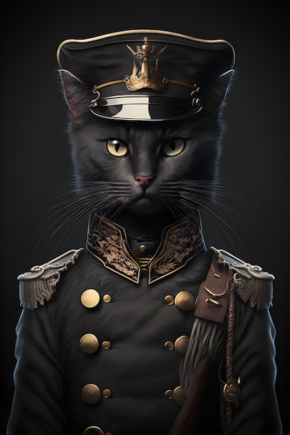 Un gatto in uniforme militare.