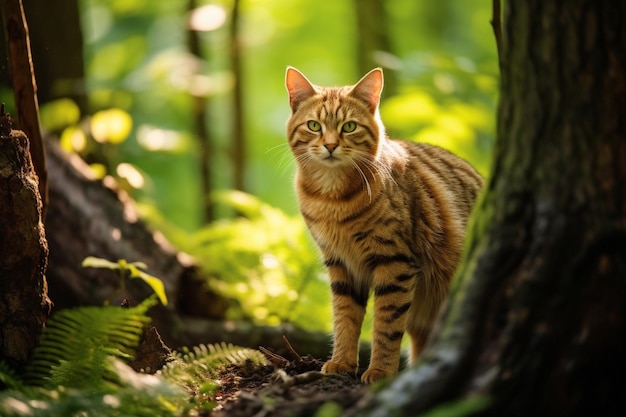 Un gatto nella foresta