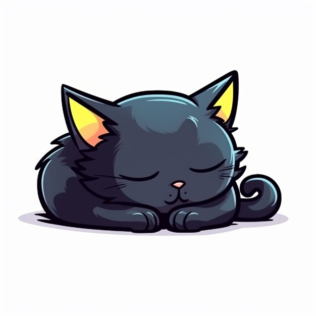 un gatto nero che dorme su un fianco con gli occhi chiusi ai generativa
