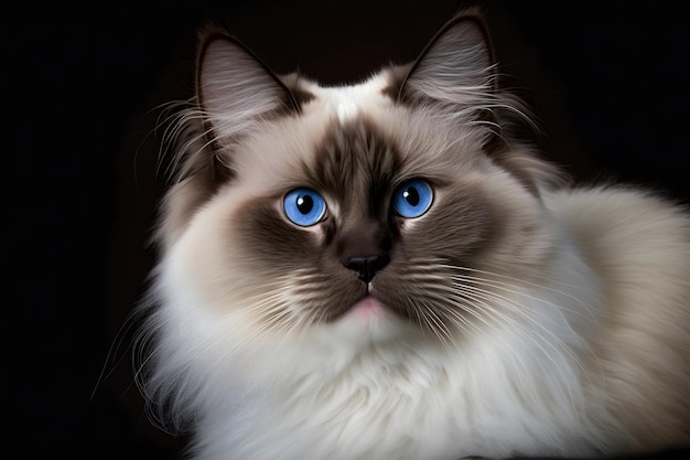 Un gatto ragdoll con gli occhi azzurri