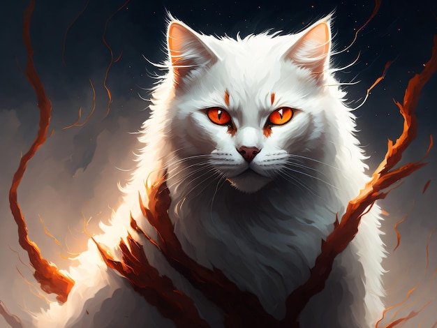 Un gatto sanguinante bianco con gli occhi arancioni