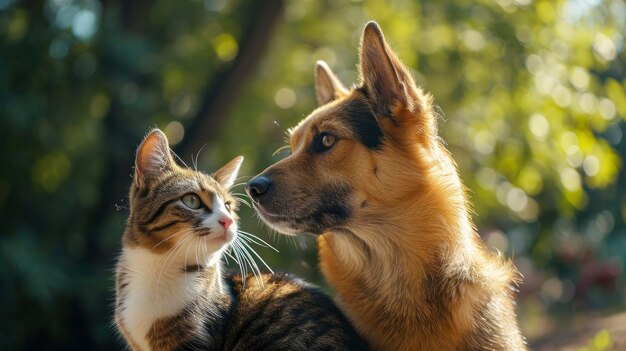 un gatto seduto su un cane