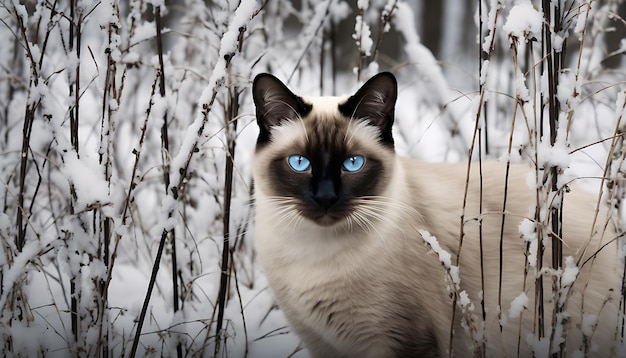 un gatto si siede su un terreno innevato ai generativo