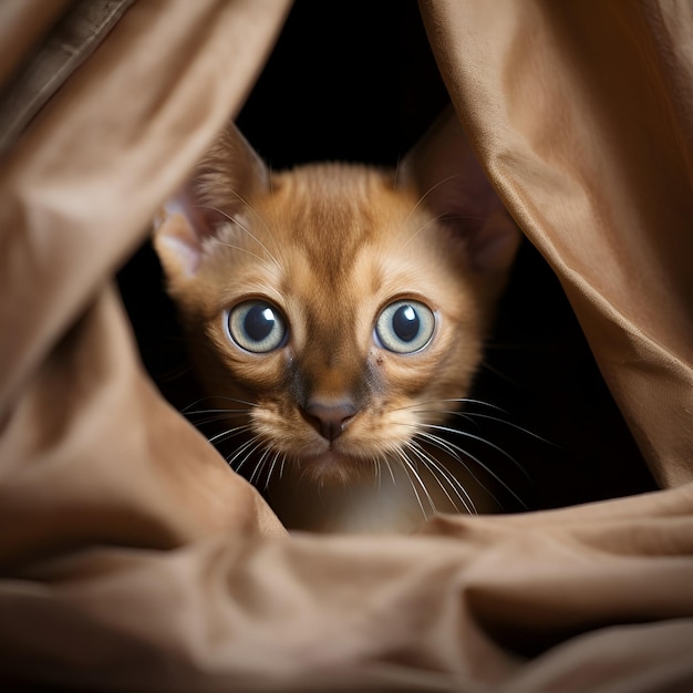 Un gatto sta sbirciando fuori.