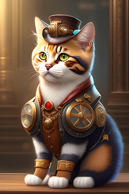 un gatto steampunk