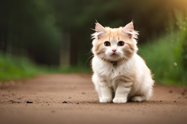 Un gatto su una strada sterrata