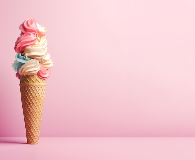 Un gelato coloratissimo su uno sfondo piatto colorato