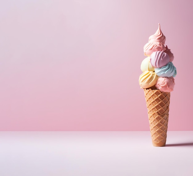 Un gelato coloratissimo su uno sfondo piatto colorato