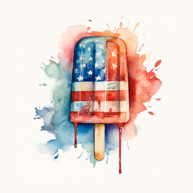 Un gelato con sopra la bandiera americana