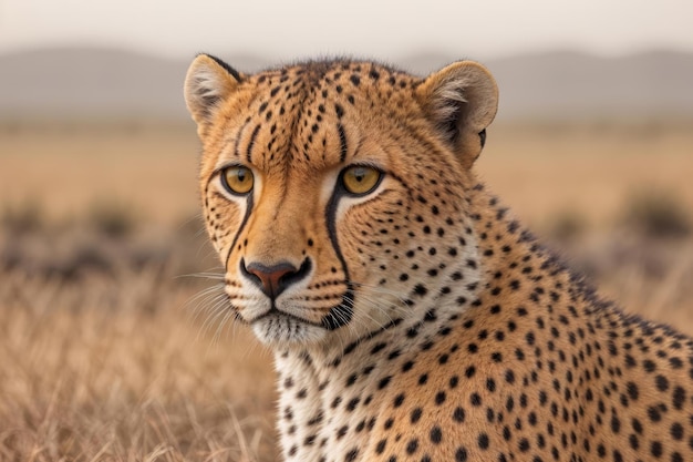 Un ghepardo Acinonyx jubatus in piedi nella savana