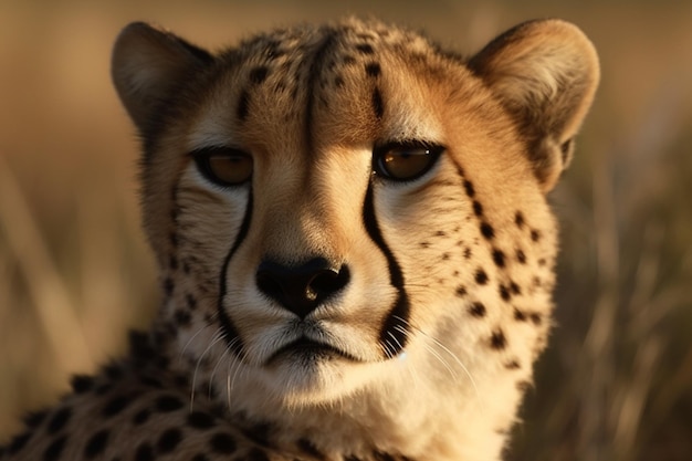 Un ghepardo con una macchia gialla sul muso