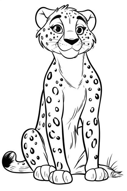 un ghepardo dei cartoni animati seduto con gli occhi aperti