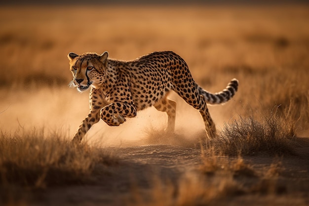 Un ghepardo nell'erba nel serengeti