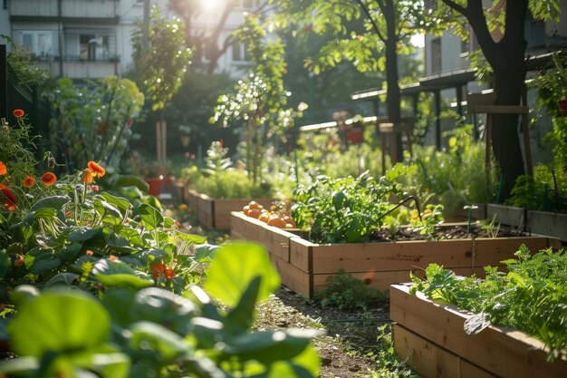 un giardino con alcune piante e una recinzione sullo sfondo