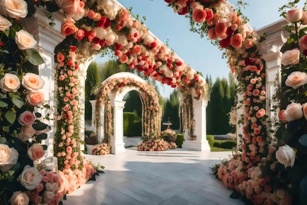 Un giardino con fiori e verde