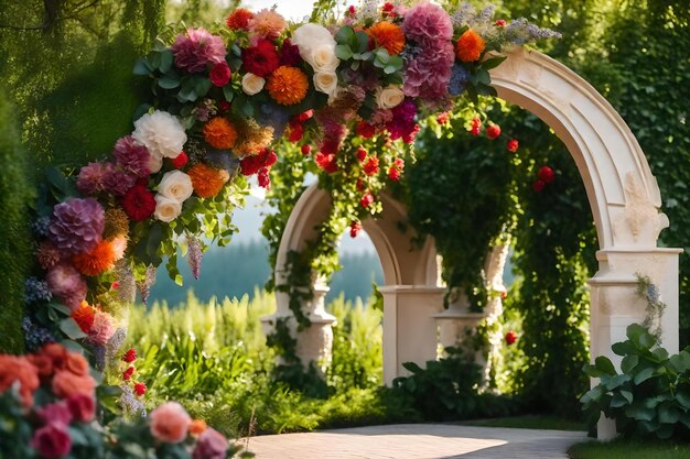 Un giardino con fiori e verde