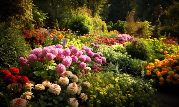 Un giardino con una varietà di fiori