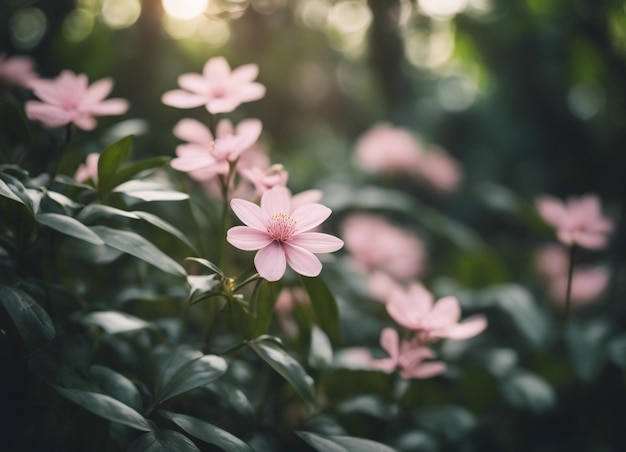 Un giardino di fiori rosa