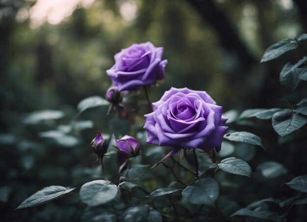 Un giardino di rose viola