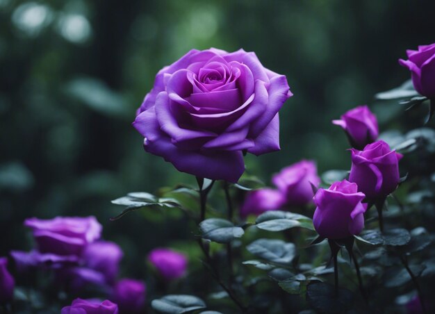 Un giardino di rose viola