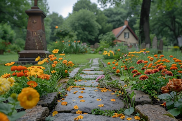 Un giardino vibrante pieno di fiori colorati