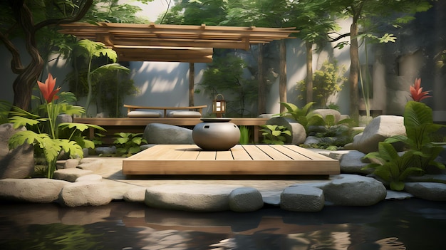 Un giardino zen con rocce accuratamente posizionate una meditazione