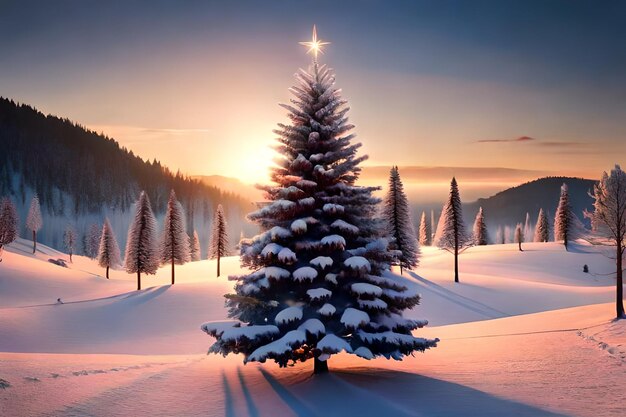 Un gigantesco albero di Natale è ricoperto di luci realistiche