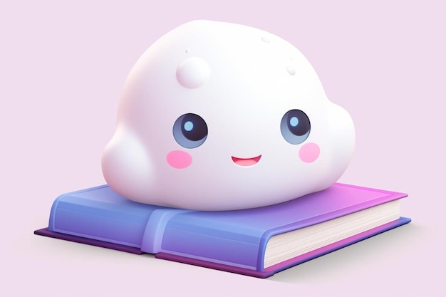 un giocattolo di plastica bianca con punti rosa sopra si trova su un libro.