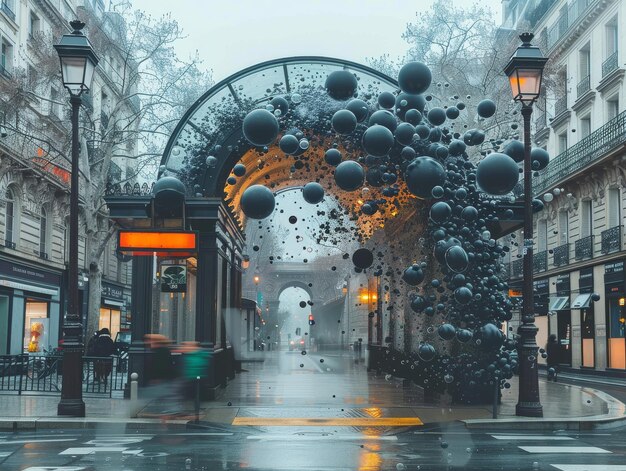 Un giorno di pioggia nella città con il Grand Arch