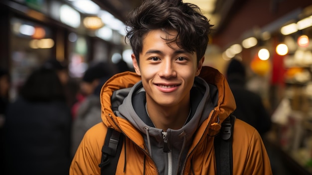 Un giovane coreano che sorride felice e caloroso AI generativa