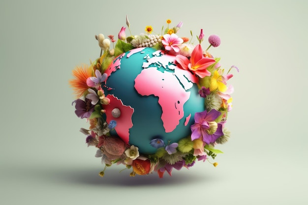 Un globo con fiori e la parola africa su di esso