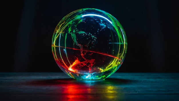 un globo con il mondo in fondo e il mondo in basso