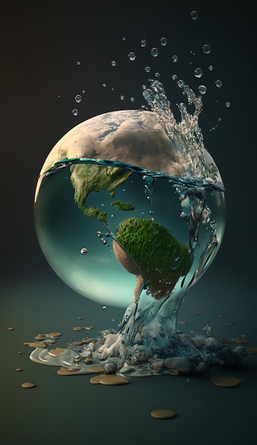 Un globo con il pianeta terra nell'acqua