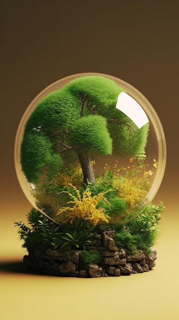 Un globo con un albero dentro