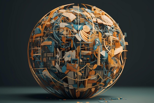 Un globo creato interamente da forme astratte illustrazione di arte digitale