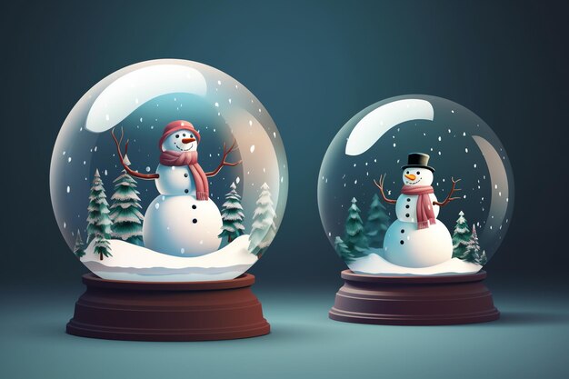 Un globo di neve con dentro un pupazzo di neve.