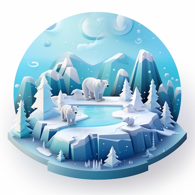 un globo di neve con orsi e un paesaggio coperto di neve.