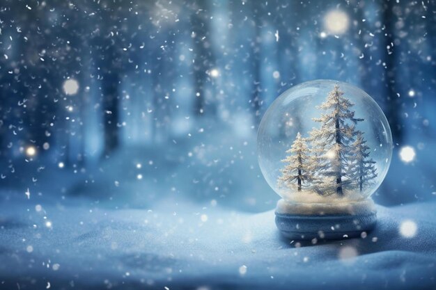 un globo di neve con un albero dentro