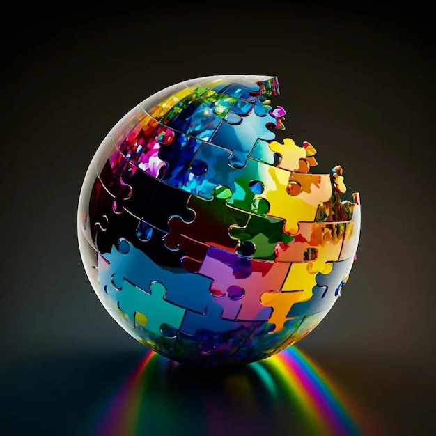 Un globo di vetro a cui manca un pezzo del puzzle.