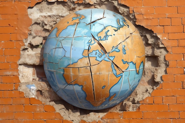Un globo su un muro della città che simboleggia i futili tentativi di guarigione