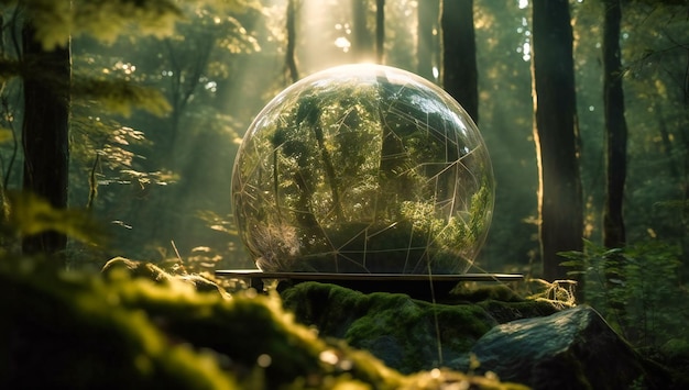 Un globo terrestre nella foresta