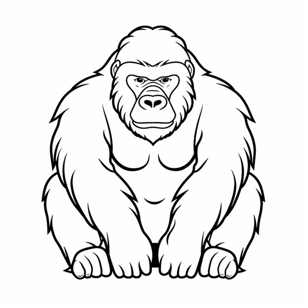 un gorilla bianco e nero seduto con la testa girata ai generativa