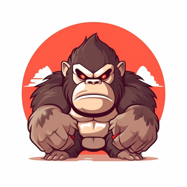 Un gorilla dei cartoni animati con una faccia grande e grandi mani generative ai