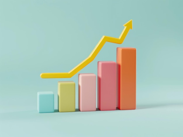 Un grafico con una tendenza ascendente che mostra la crescita e la prosperità delle imprese Le barre che crescono verso l'alto rappresentano