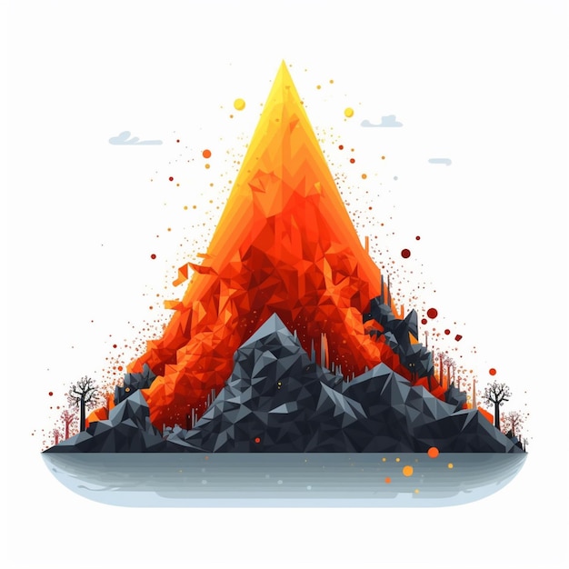 Un grafico di una montagna con sopra una lava