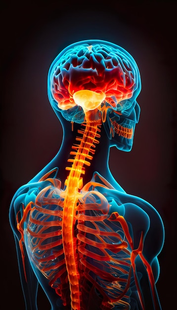 Un grafico di una testa e di un cervello umani