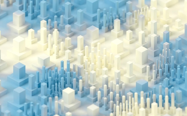 Un gran numero di cubi tecnologici rendering 3d