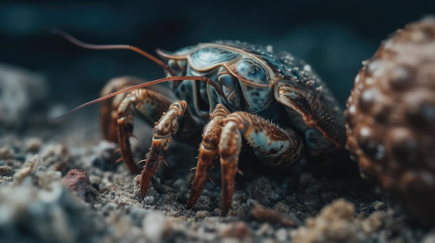 un granchio eremita che porta il suo guscio adorabile