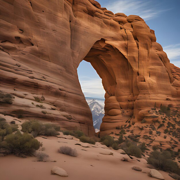 un grande arco è nel mezzo di un deserto